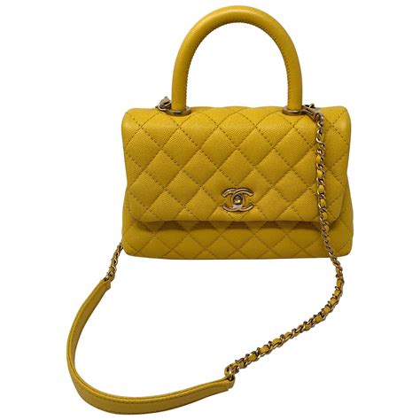 chanel yellow coco handle|Chanel coco handle large price.